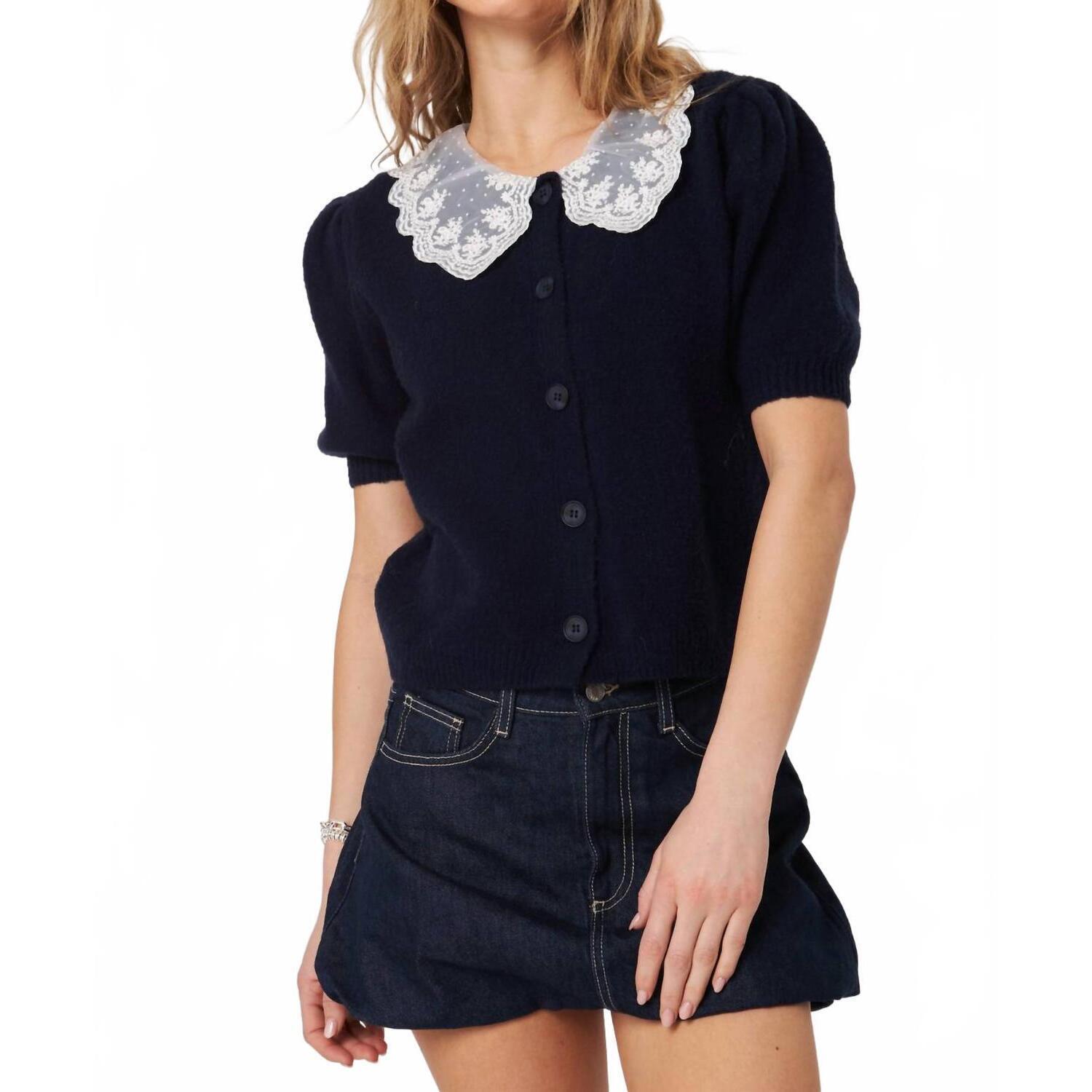 New John + Jenn Mario Knit Top In Deep Midnight